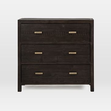 Modern Mixed Reclaimed Wood 3-Drawer Dresser, Dark Carbon - Image 2