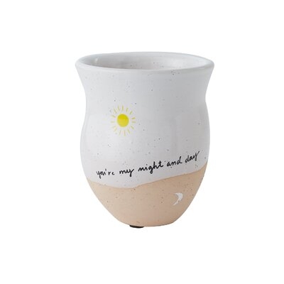 White/Beige 4.25" Ceramic Table Vase - Image 0