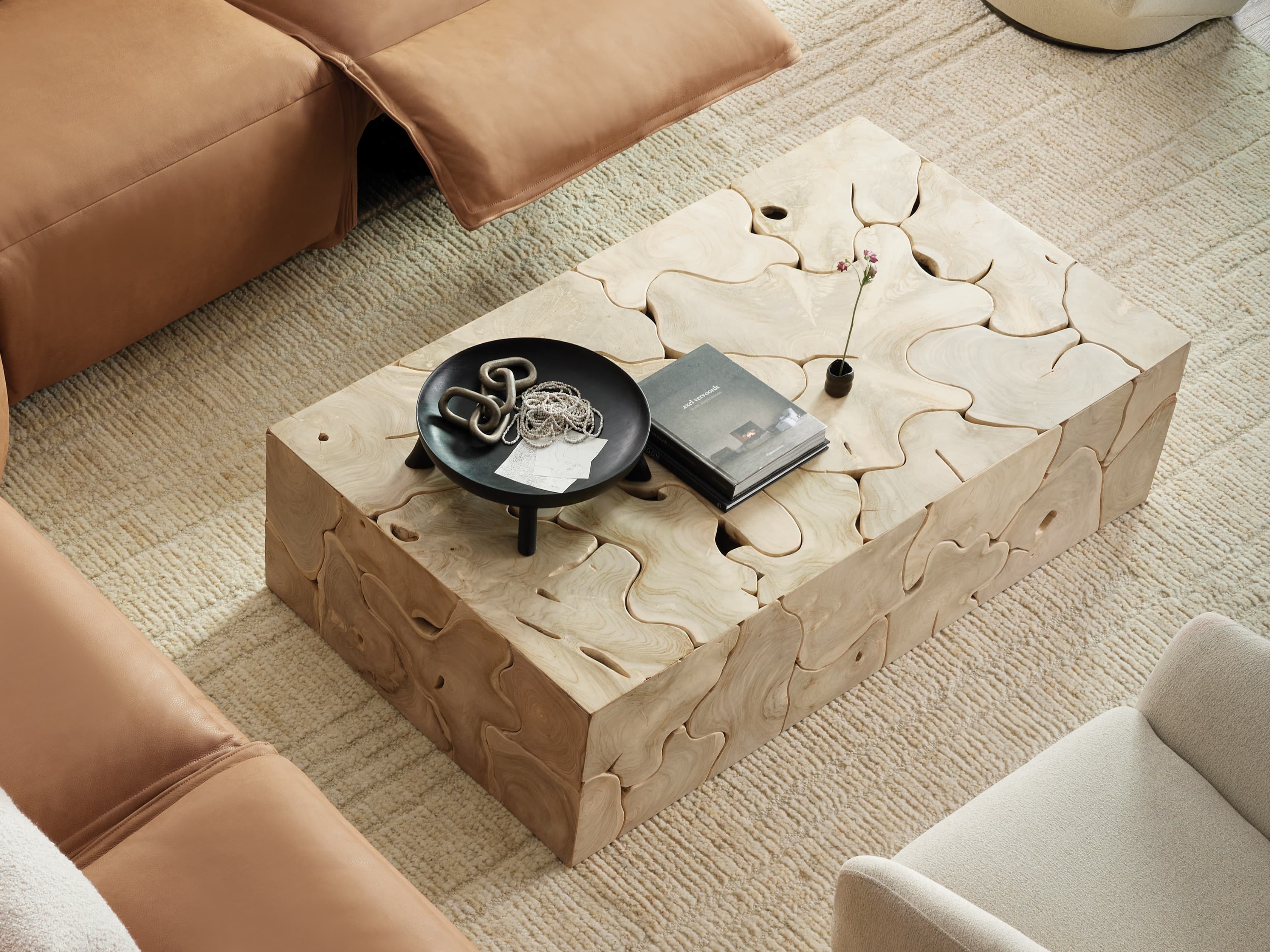 Kalmar Coffee Table in Wood 55" Natural  Bleached Teak  - Image 0