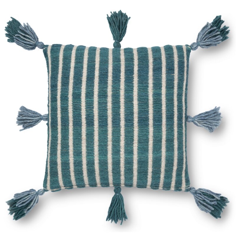 Striped Throw Pillow Fill Material: Polyester/Polyfill, Color: Blue/Teal, Size: 18" x 18" - Image 0