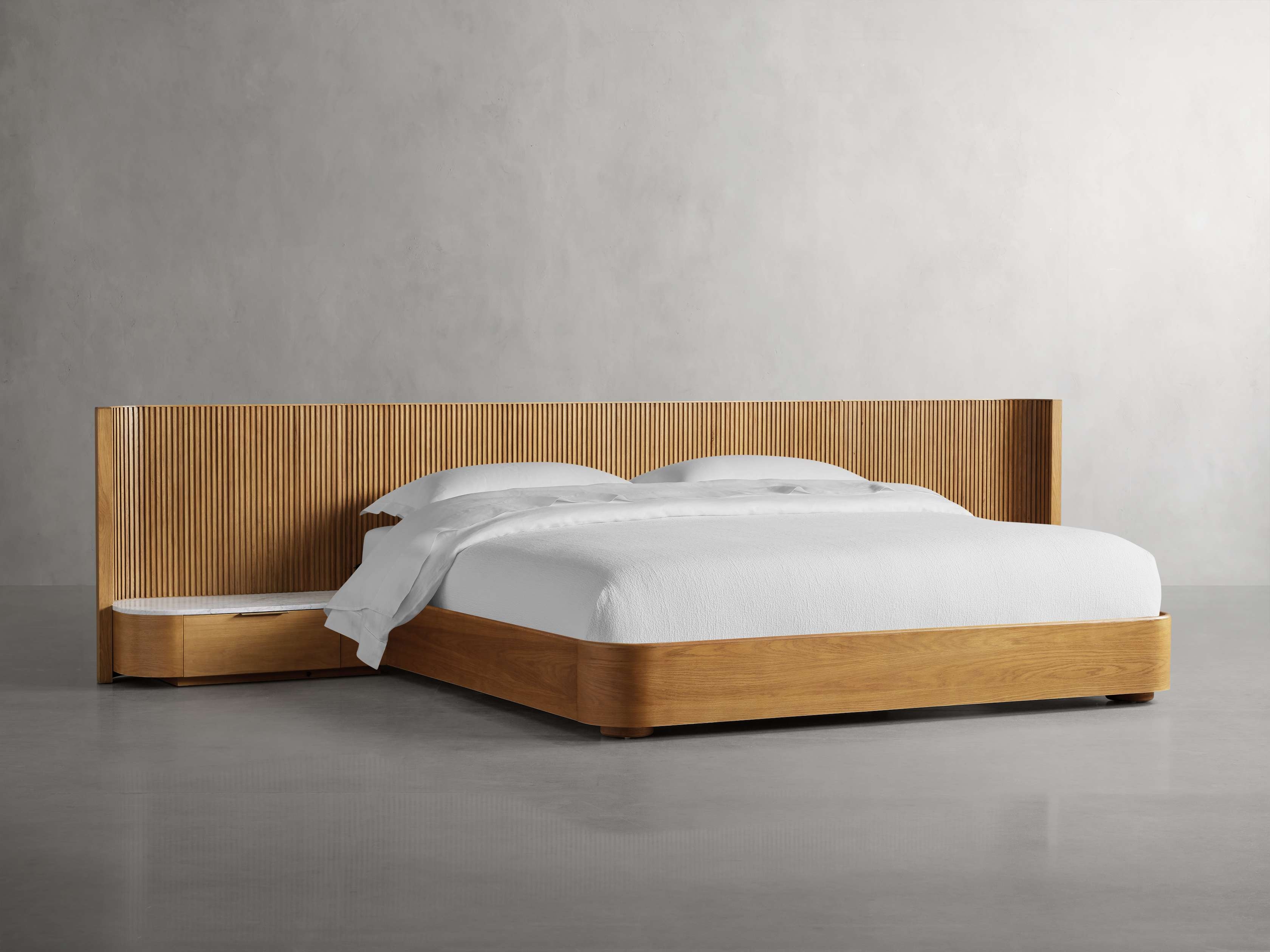 Finnley Extended Headboard Bed in Stone California King Natural  Honey/Carrara - Image 0