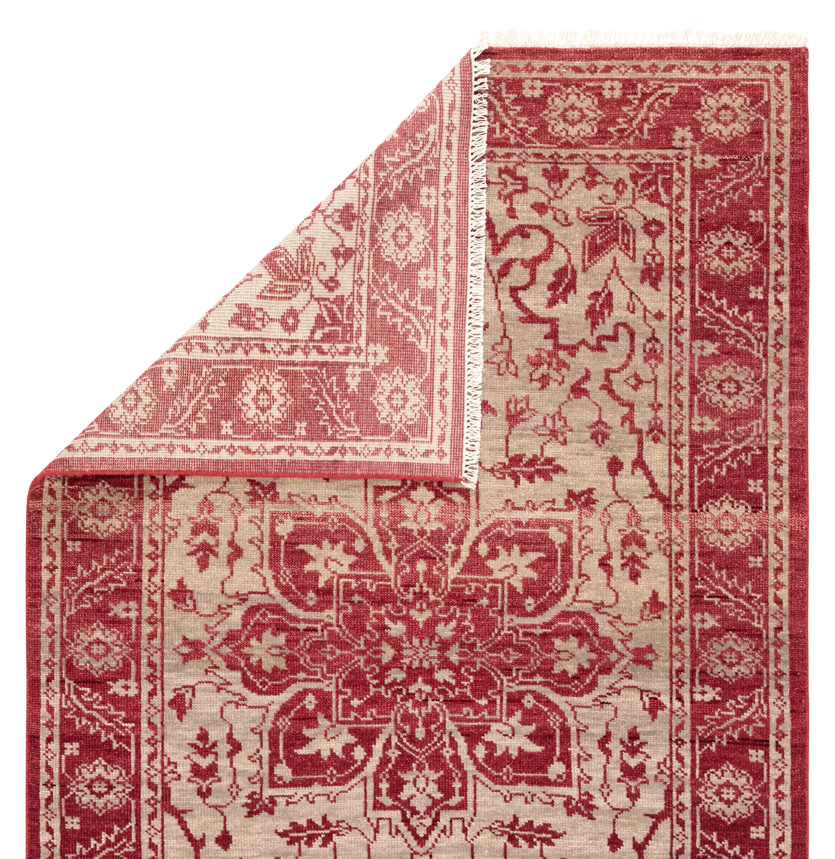 Abington Hand-Knotted Medallion Red/ Beige Area Rug (9'X12') - Image 2