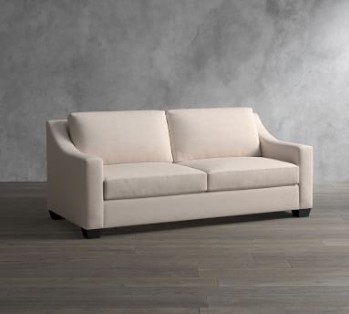 York Slope Arm Upholstered Grand Sofa 95.5" with Bench Cushion, Down Blend Wrapped Cushions, Performance Chateau Basketweave Ivory - Image 1