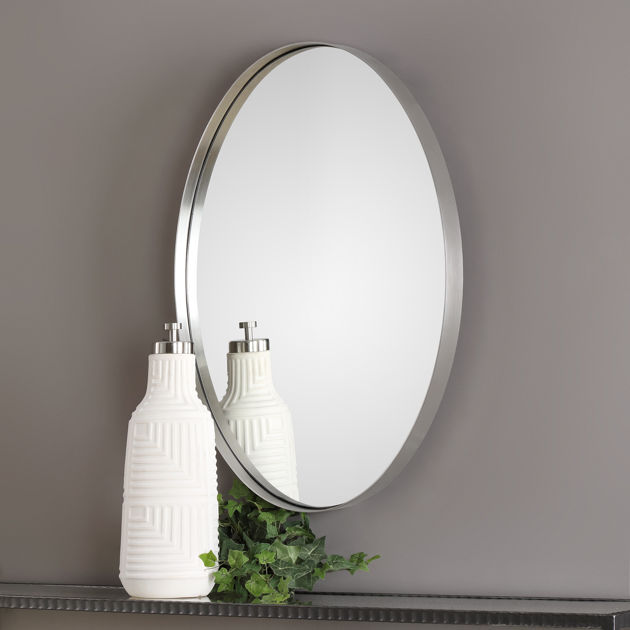 Pursley Brushed Nickel Oval Mirror - Image 0