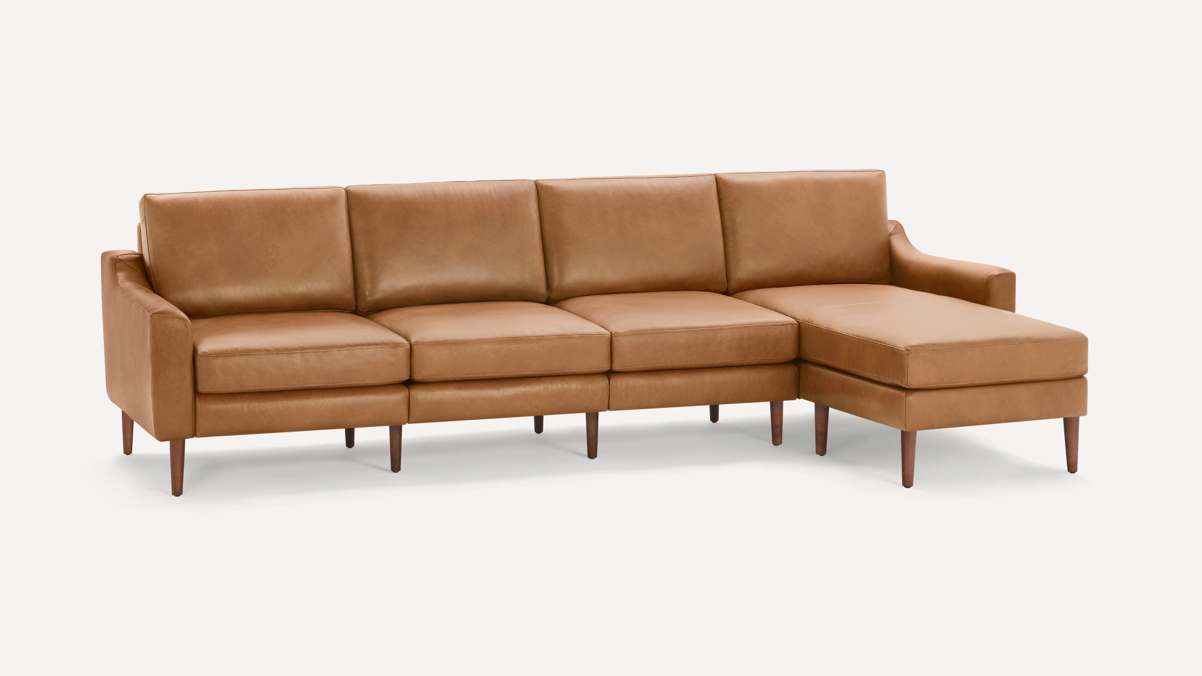 Nomad Leather King Sectional - Camel - Top Grain Leather / Walnut - Wood / Slope - Image 0