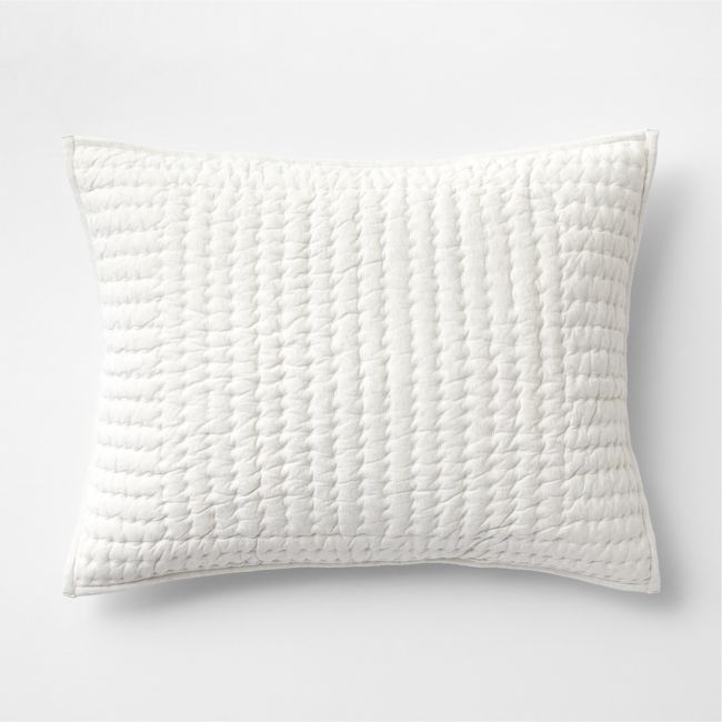 Cozysoft Organic Cotton Jersey Heathered Ivory Standard Quilted Pillow Sham - Image 0