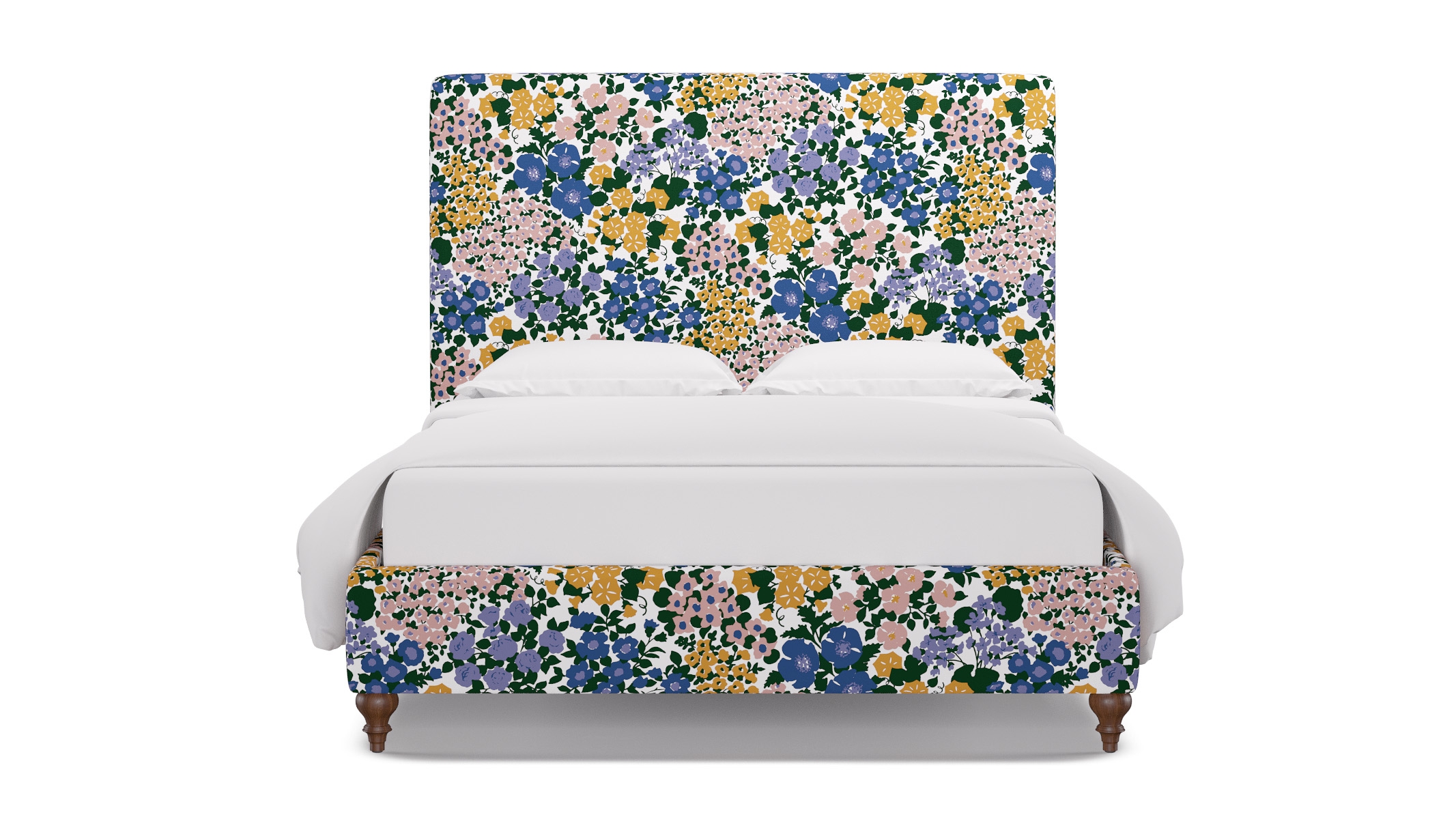 Classic Bed, Lavender Million Flowers, Walnut Traditional Turned Leg, Queen - Image 0