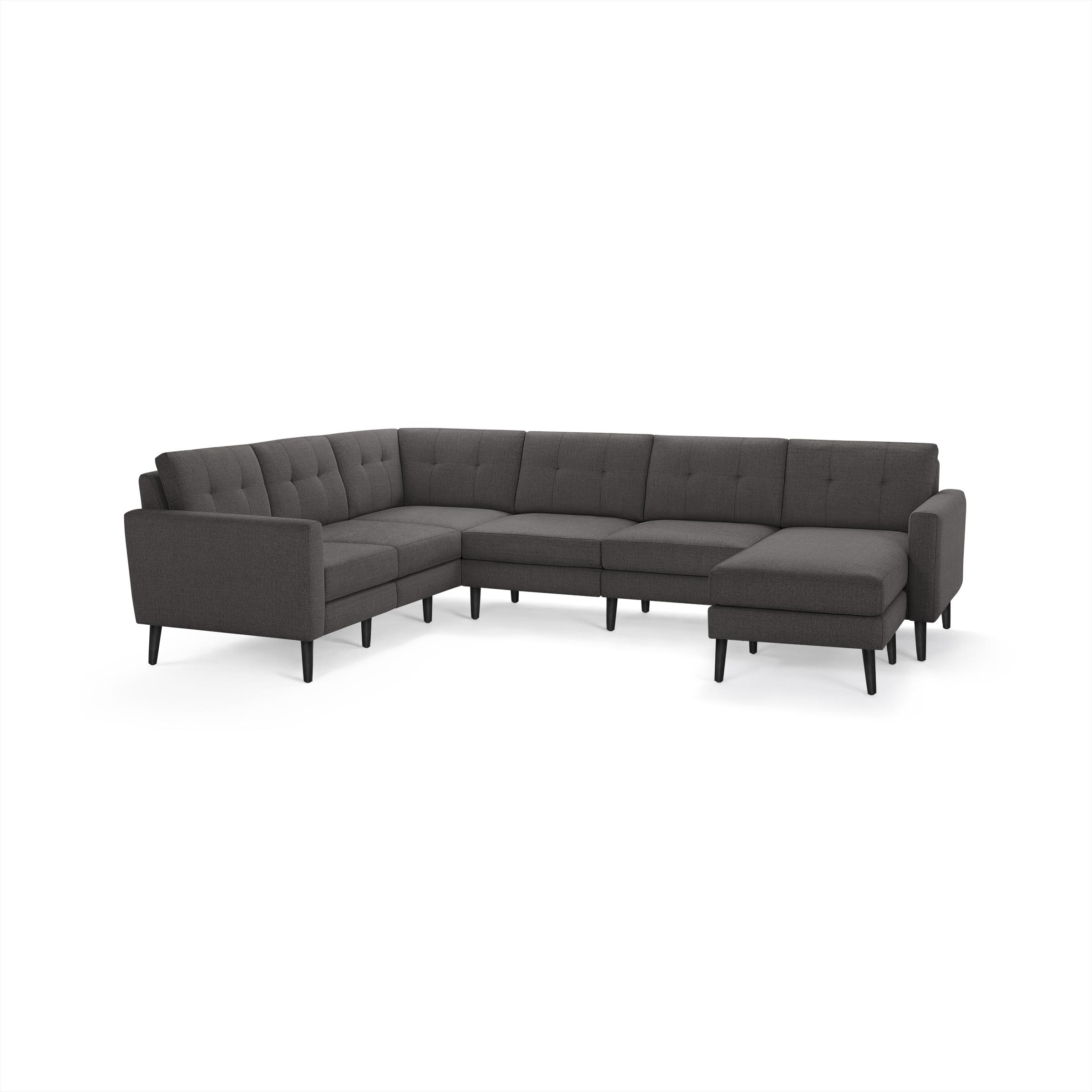 Nomad 6-Seat Corner Sectional with Chaise in Charcoal, Leg Finish: EbonyLegs - Image 1