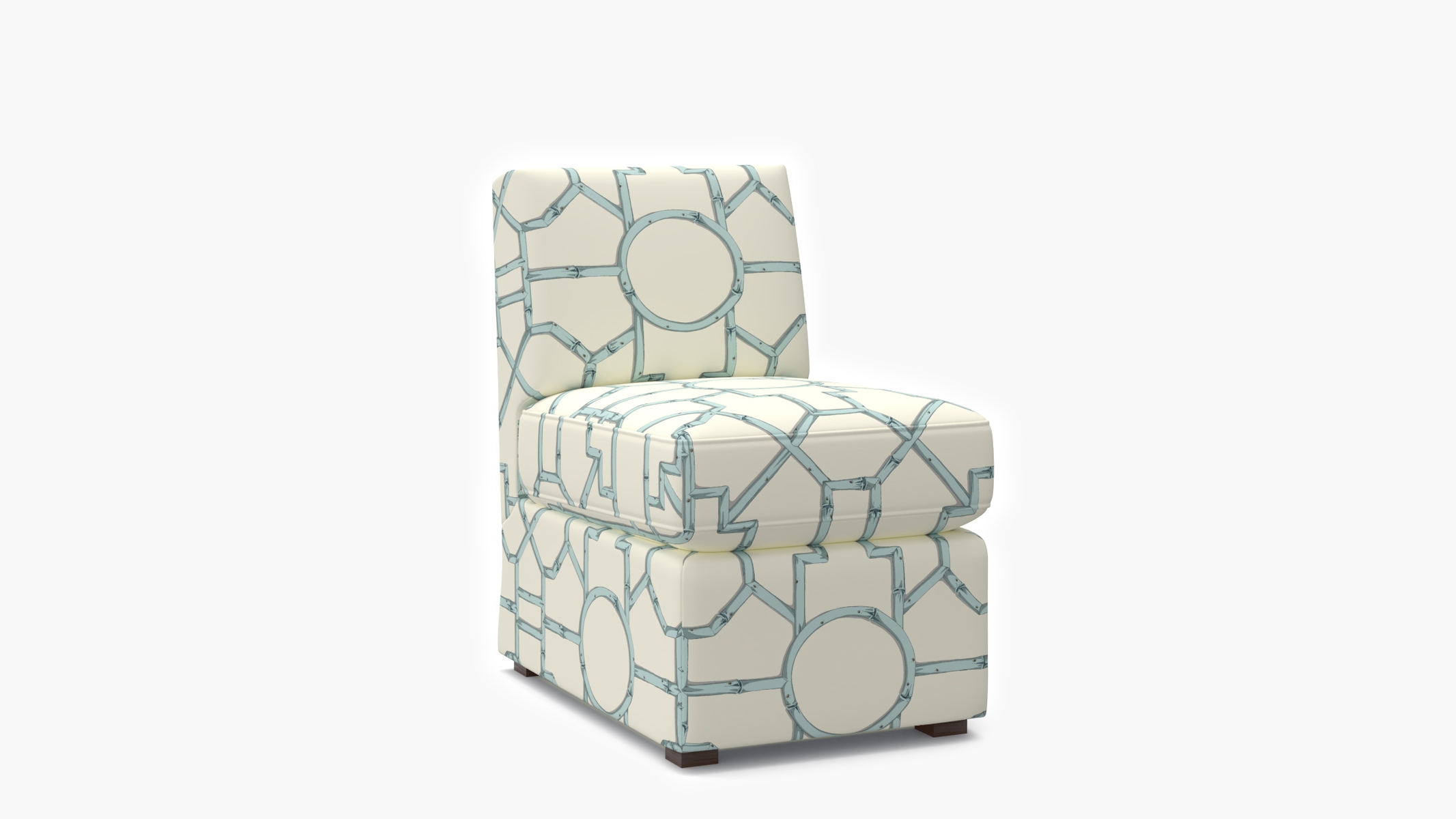 Petite Slipper Chair, Blue Baldwin Bamboo - Image 1
