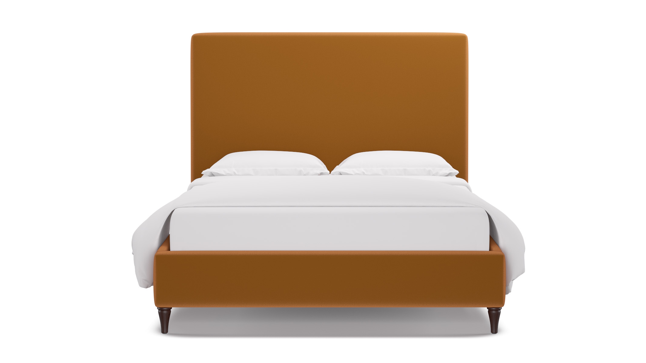 Classic Bed, Marigold Performance Velvet, Espresso Decorative Tapered Leg, Queen - Image 0