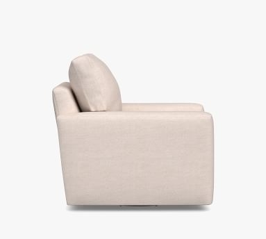 Pearce Modern Square Arm Upholstered Swivel Armchair, Down Blend Wrapped Cushions, Performance Twill Stone - Image 2