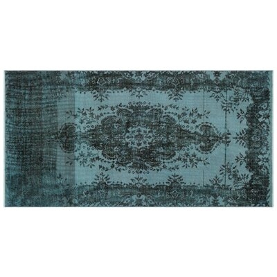 One-of-a-Kind Viveka Hand-Knotted 1960s Turkish Teal/Green 3'8'' x 7'2'' Area Rug - Image 0