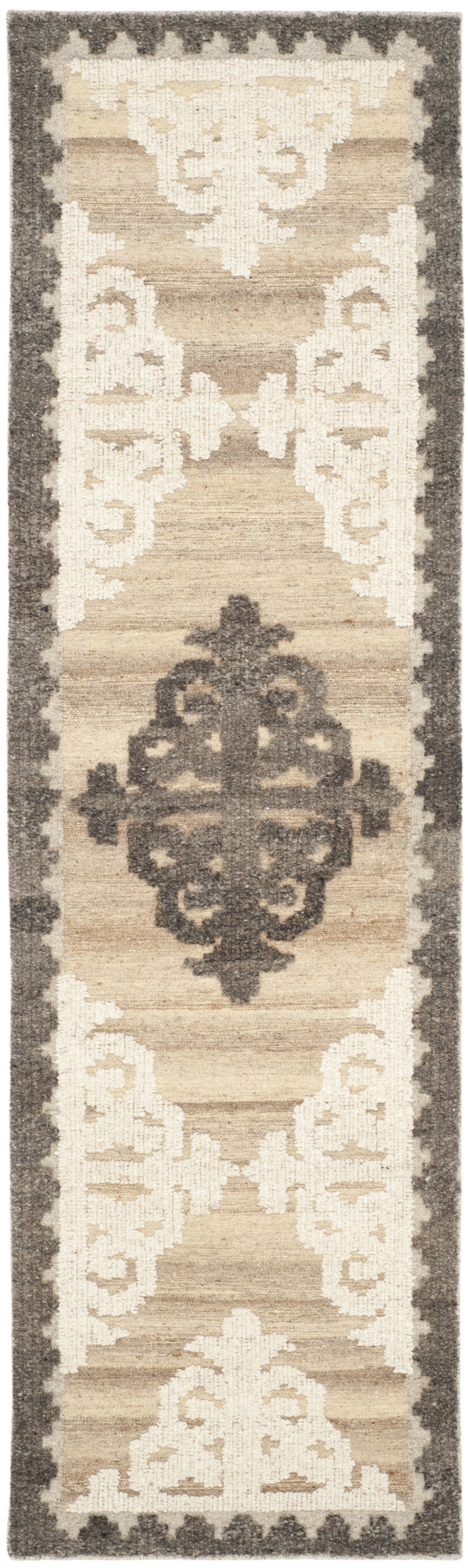 Arlo Home Hand Knotted Area Rug, KNY312A, Brown/Charcoal,  2' 3" X 8' - Image 0
