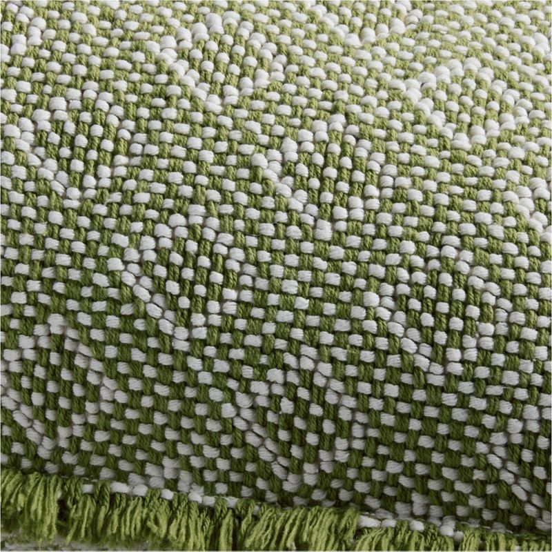 Geo Fringe Organic Cotton 22"x15" Cardamom Green Throw Pillow Cover - Image 2