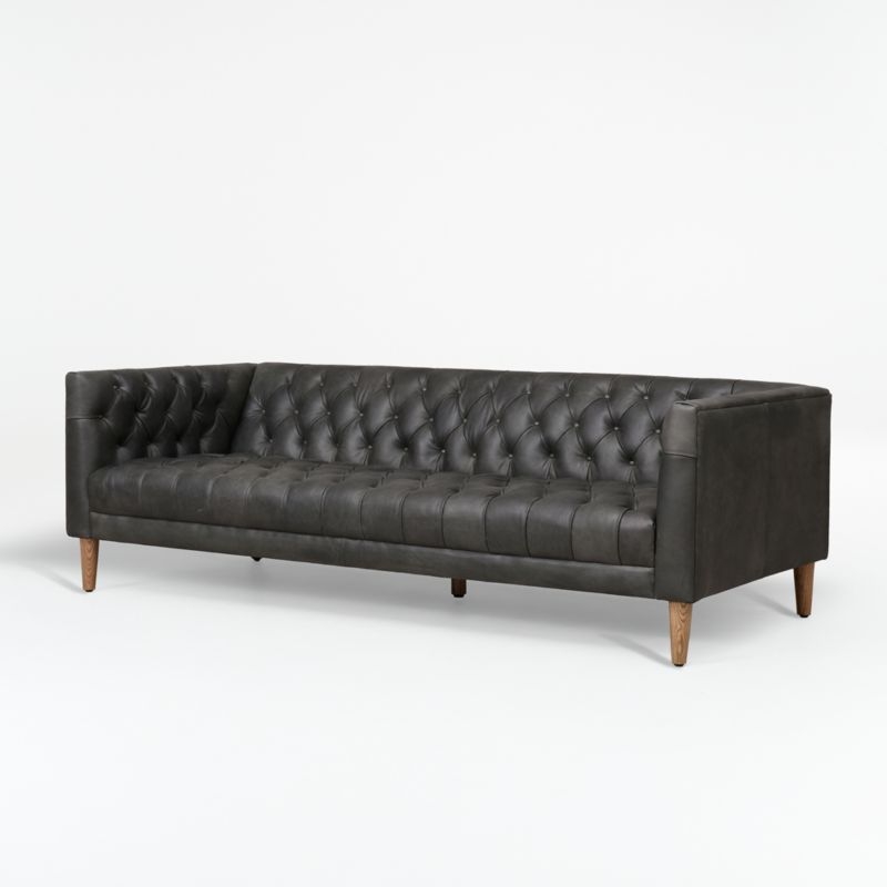 Rollins Ebony Leather Sofa - Image 2