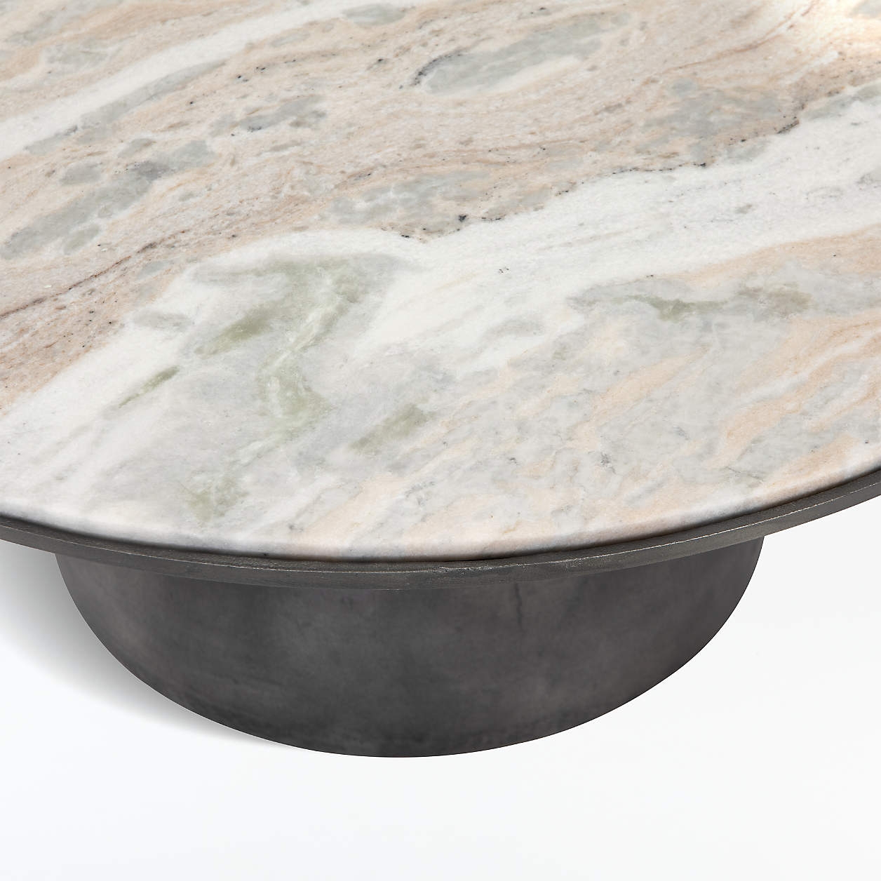 Dev Taupe Marble and Grey Metal 35" Round Coffee Table - Image 3