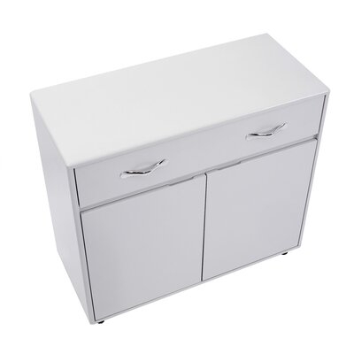Wooden Side Table With Two Door,grey - Image 0