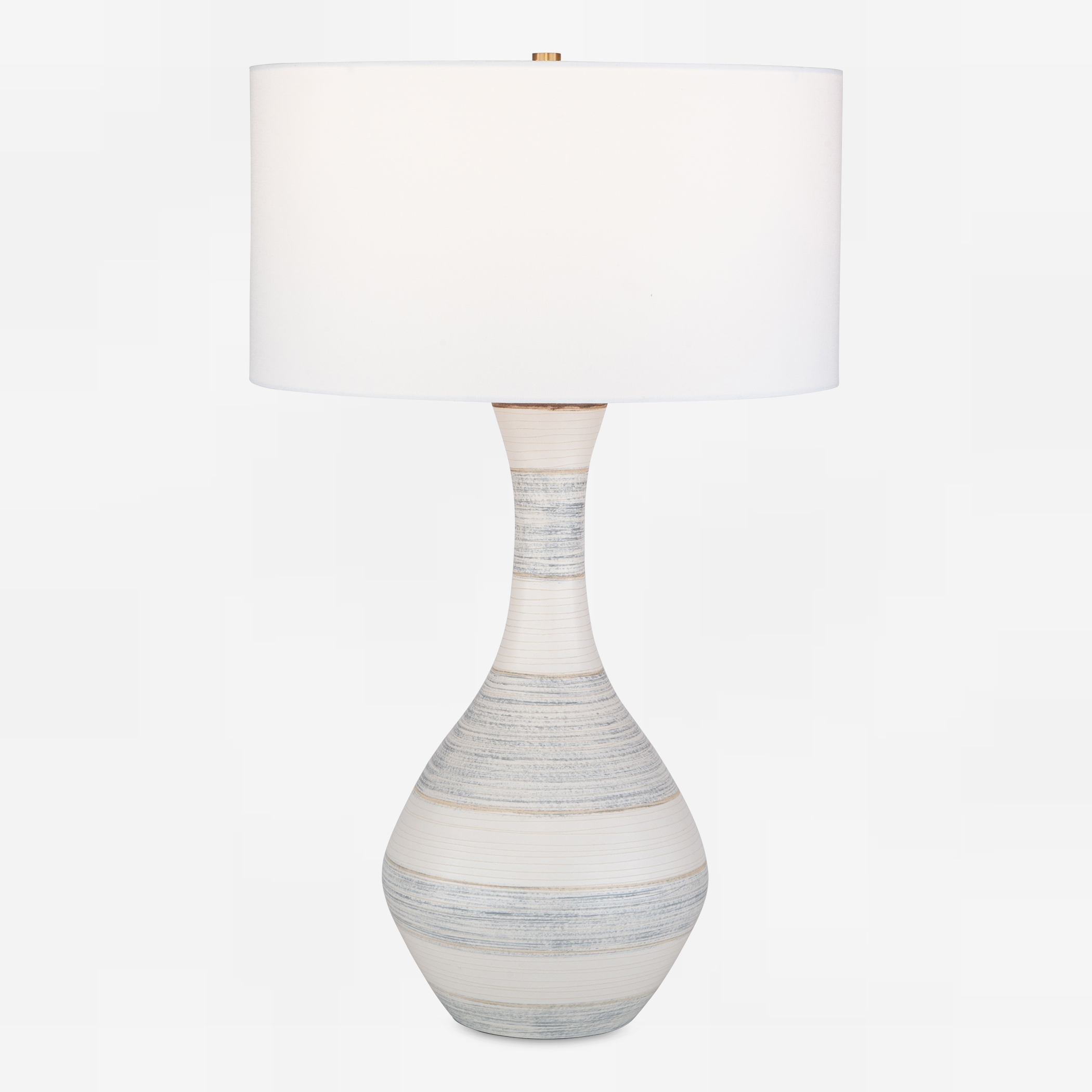 Potter Striped Ivory Blue Table Lamp - Image 0