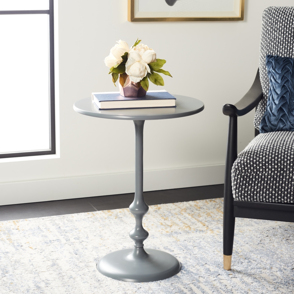 Hydra Round Side Table - Dark Grey - Safavieh - Image 1