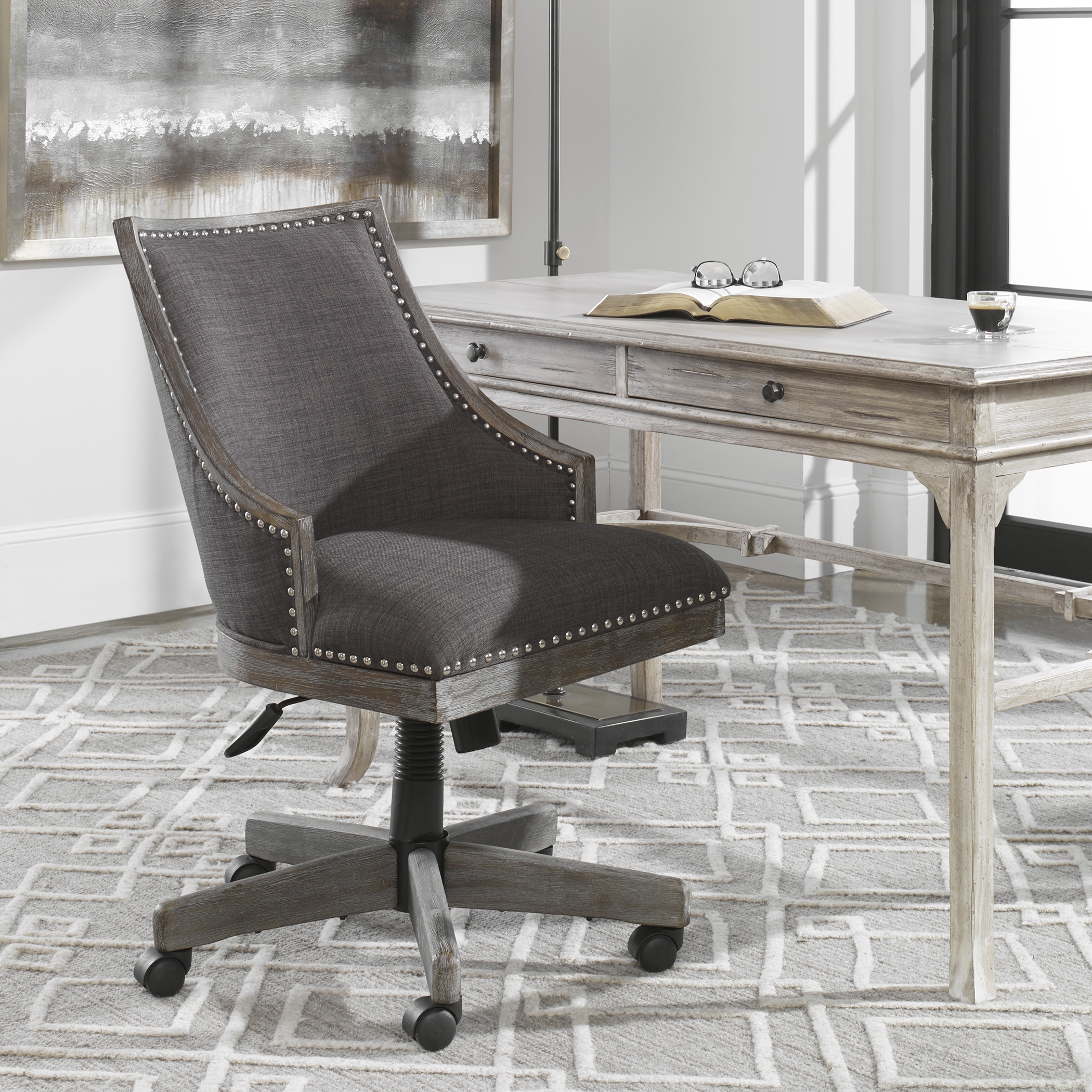 Aidrian Charcoal Desk Chair - Image 1