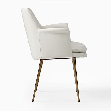 Finley Wing Dining Chair, Sierra Leather, White Light Bronze - Image 2