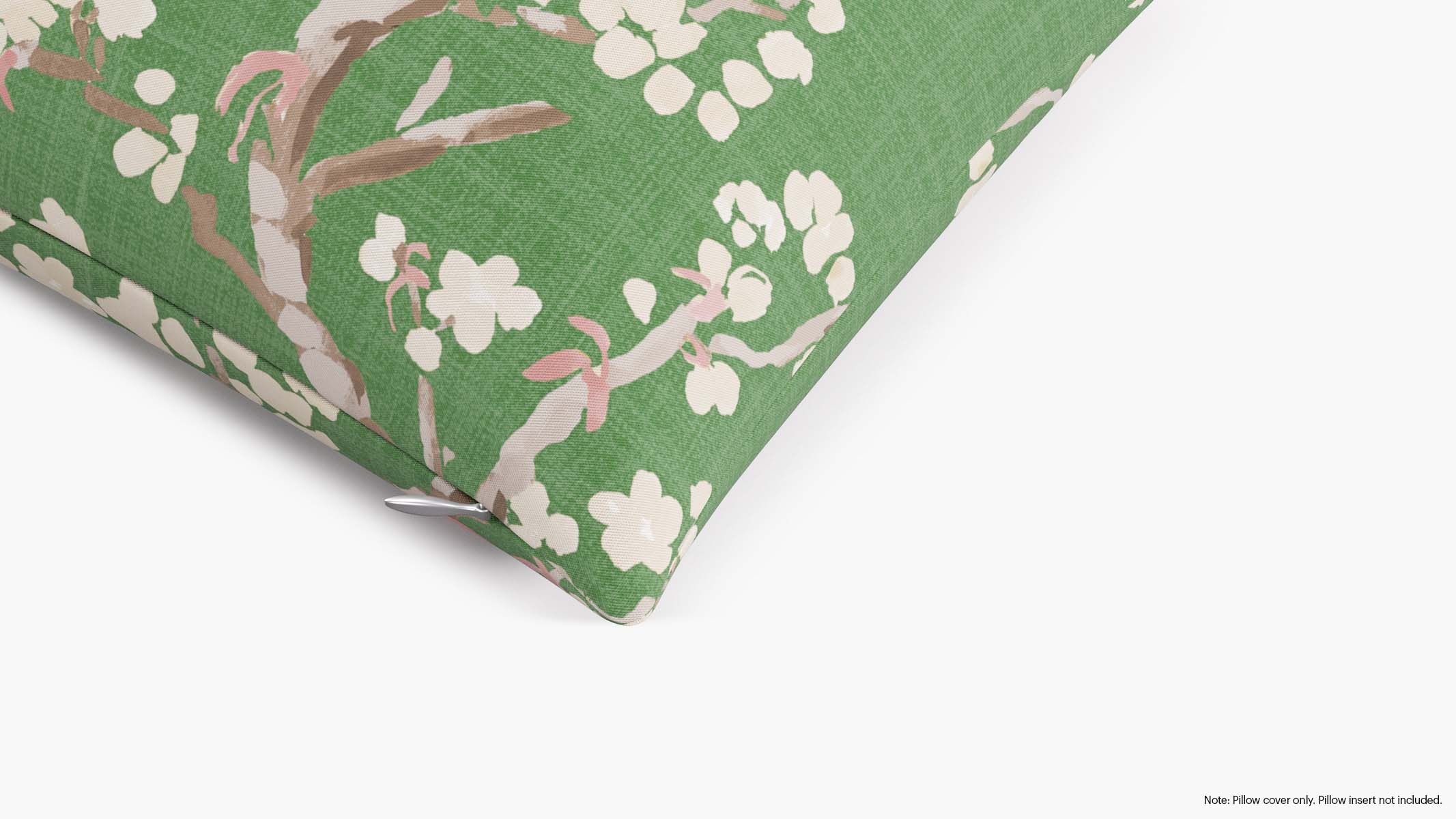 Throw Pillow Cover 14" x 20", Jade Cherry Blossom, 14" x 20" - Image 1
