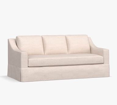 York Slope Arm Slipcovered Loveseat 60.5" with Bench Cushion, Down Blend Wrapped Cushions, Park Weave Ivory - Image 4