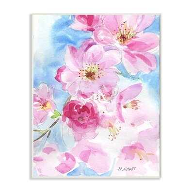 Cherry Blossom Pink Florals Blooming Over Blue - Image 0