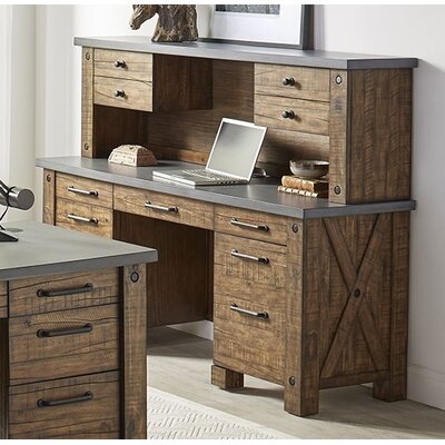 Flanary Solid Wood Executive Desk with Hutch - Image 0