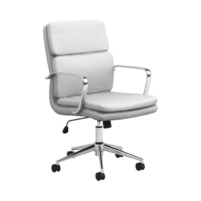 Leatherette Office Chair With Top Panel Padded Back, Gray - Image 0