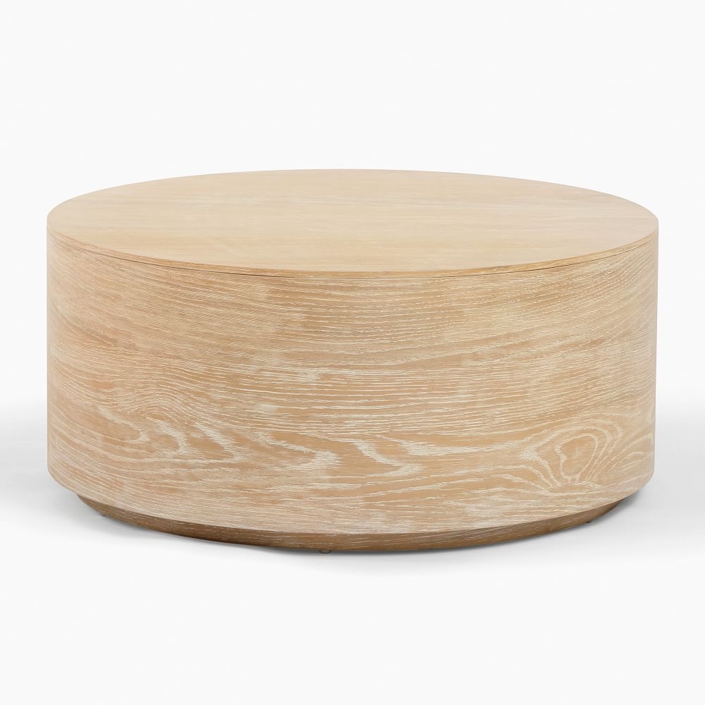Volume Drum Coffee Table, 36", Washed Oak - Image 0