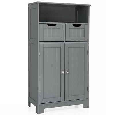 Red Barrel Studio® Bathroom Floor Cabinet Wooden Storage Organizer W/drawer Doors Black - Image 0