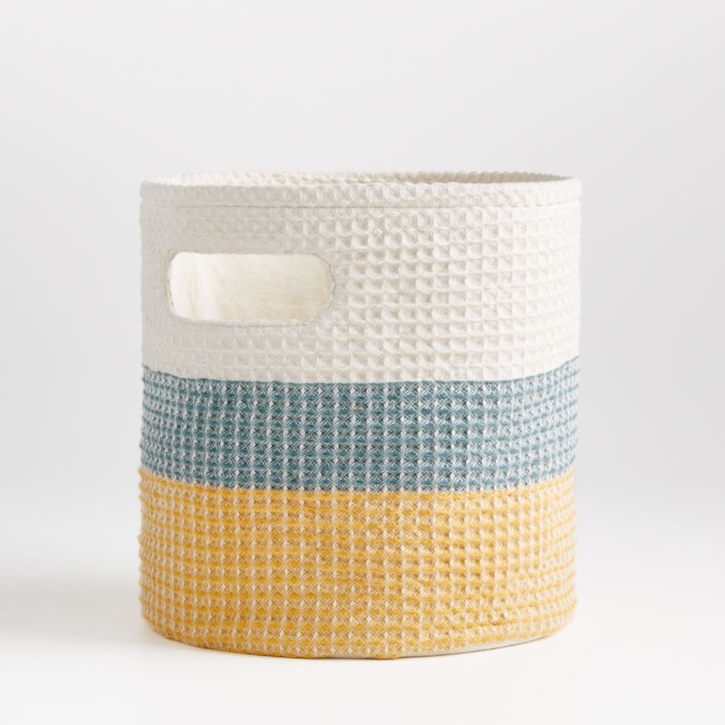 Zyra Grey/Yellow Striped Storage Bin - Image 2