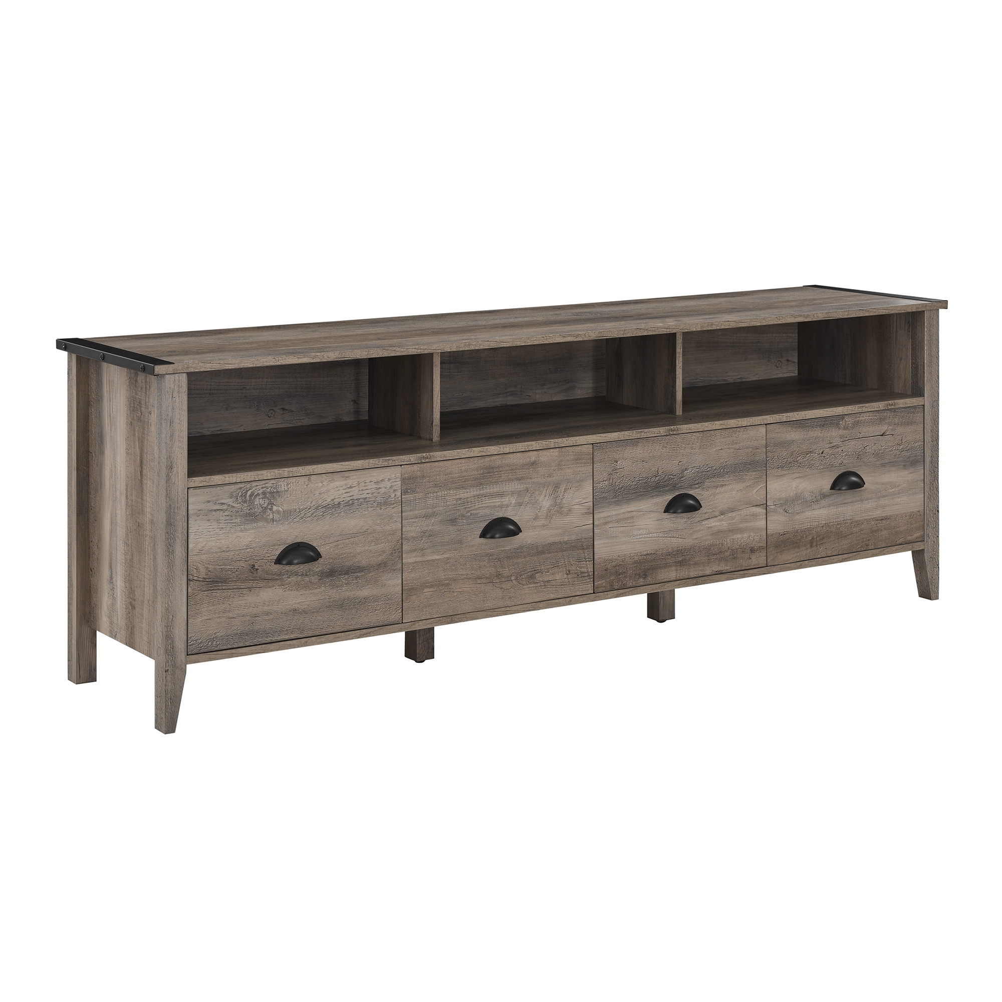 Clair 70" Industrial Farmhouse 4-Drawer TV Stand - Grey Wash - Image 0