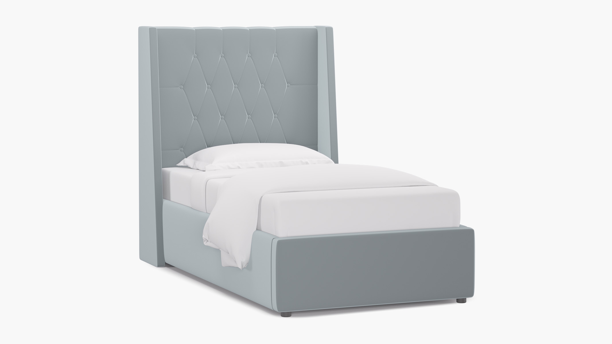 Tufted Wingback Bed, Sterling Performance Velvet, Twin - Image 1