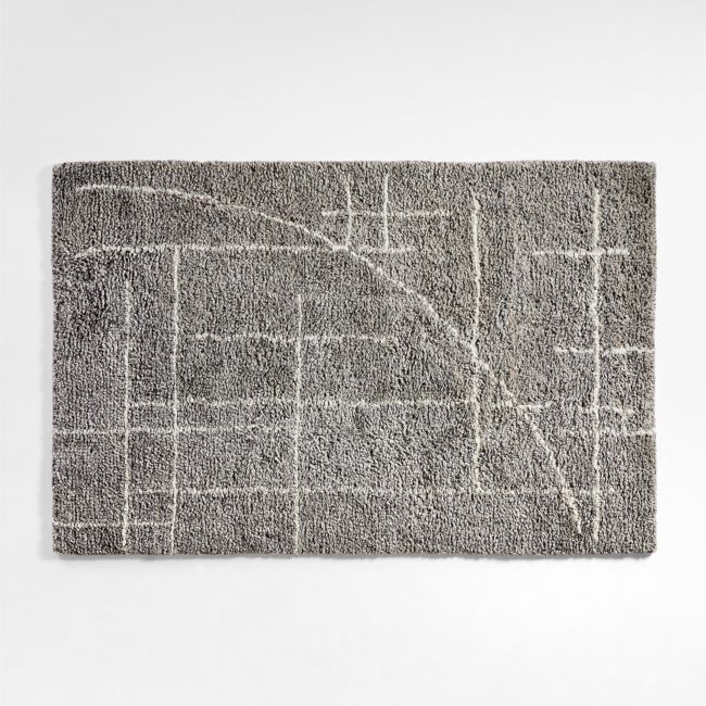 Rivinias Grey Shag Abstract Area Rug 6'x9' - Image 0