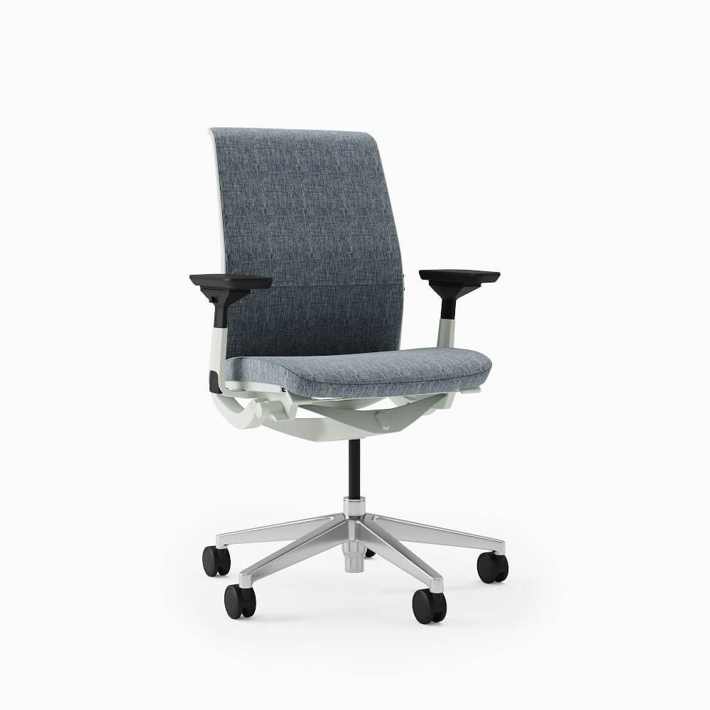Steelcase Think HA Armed Task Chair, Soft Casters, Seagull Frame, Tweed Multi, Medium Blue - Image 0