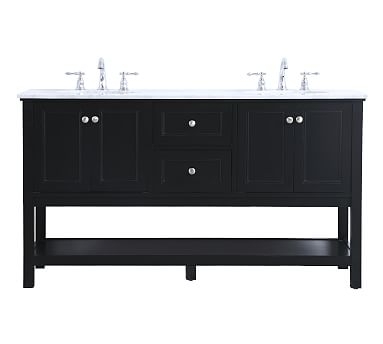 Taryn Double Sink Vanity, 4 Door, 2 Drawer, Black, 60" - Image 0