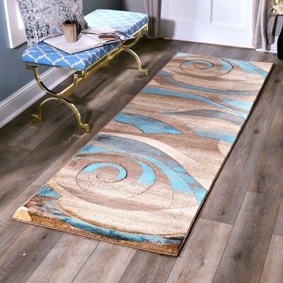 Adonia Abstract Blue/Beige Area Rug - Image 0