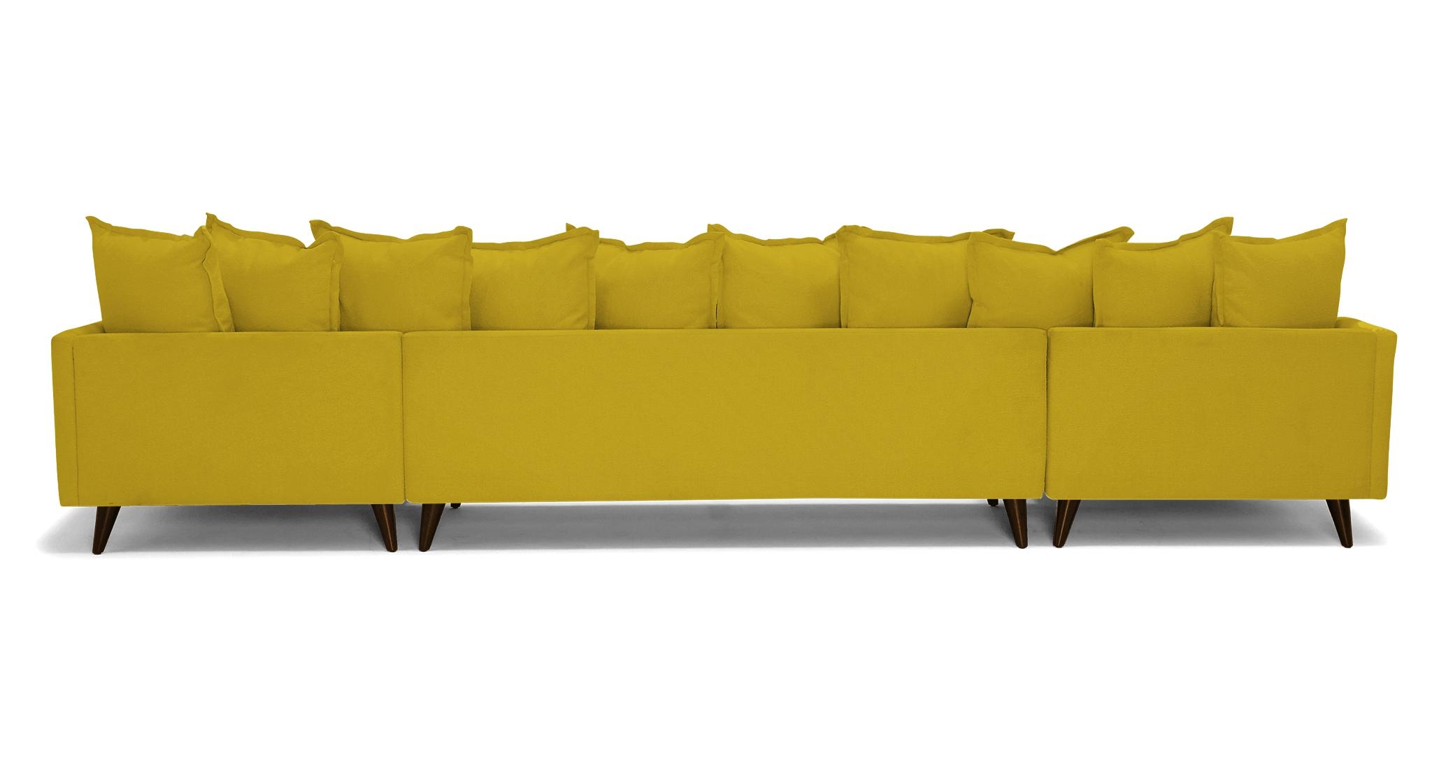 Yellow Denna Mid Century Modern U-Chaise Sectional - Bloke Goldenrod - Mocha - Image 4