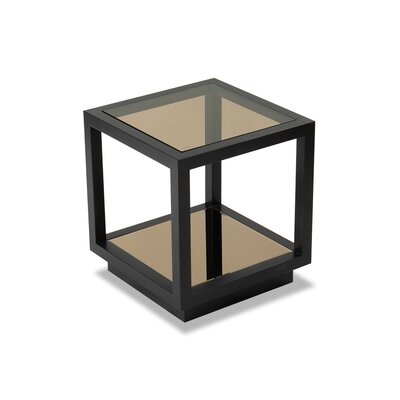 Mali Glass Top Floor Shelf End Table with Storage - Image 0