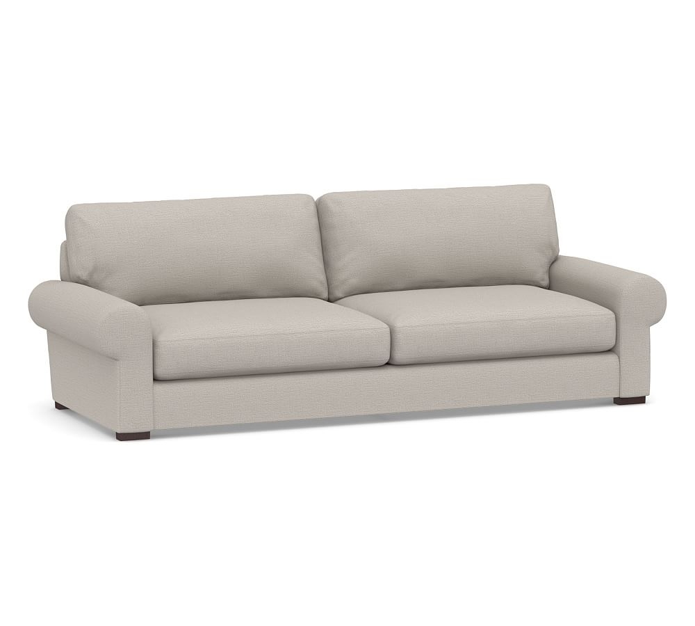 Turner Roll Arm Upholstered Grand Sofa 2x2, Down Blend Wrapped Cushions, Chunky Basketweave Stone - Image 0
