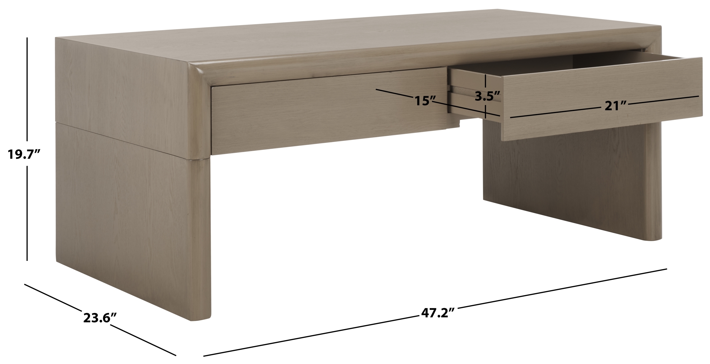Rune Coffee Table W/ Drawers - Sandy Grey - Safavieh - Image 8