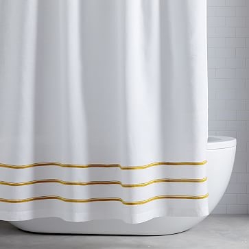 Embroidered Stripe Shower Curtain, 72"x74", Dark Horseradish - Image 0
