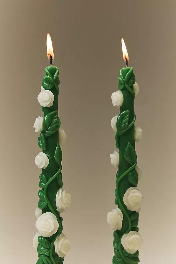 Rose Vine Taper Candles, Set of 2 - Image 0