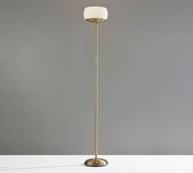 Rosella Metal Torchiere Floor Lamp, Antique Brass - Image 1