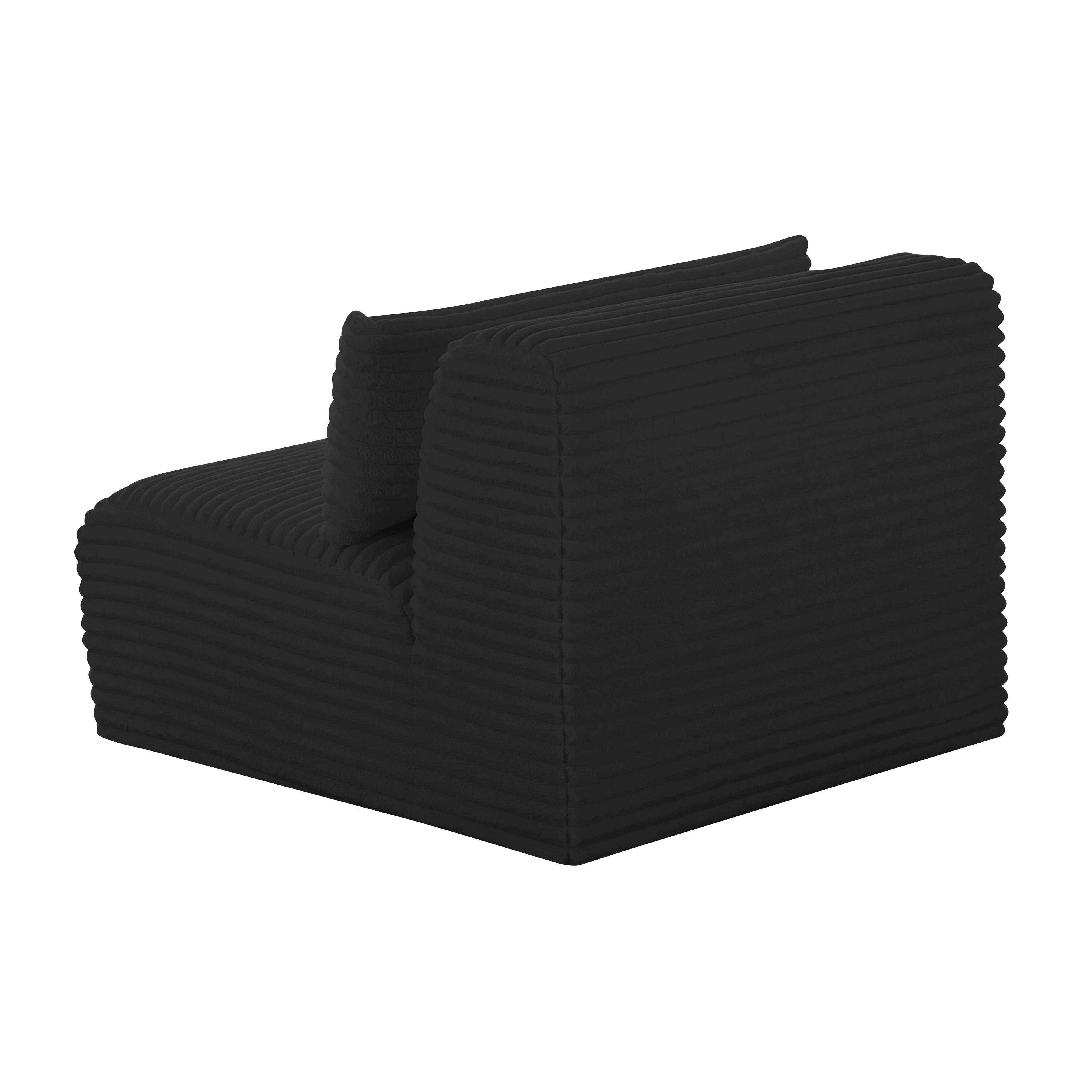 Tarra Fluffy Oversized Black Corduroy Modular Armless Chair - Image 3