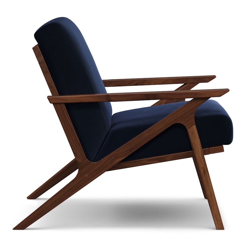 Otio 26" Velvet Lounge Chair - Walnut and Hale Ink - Image 2