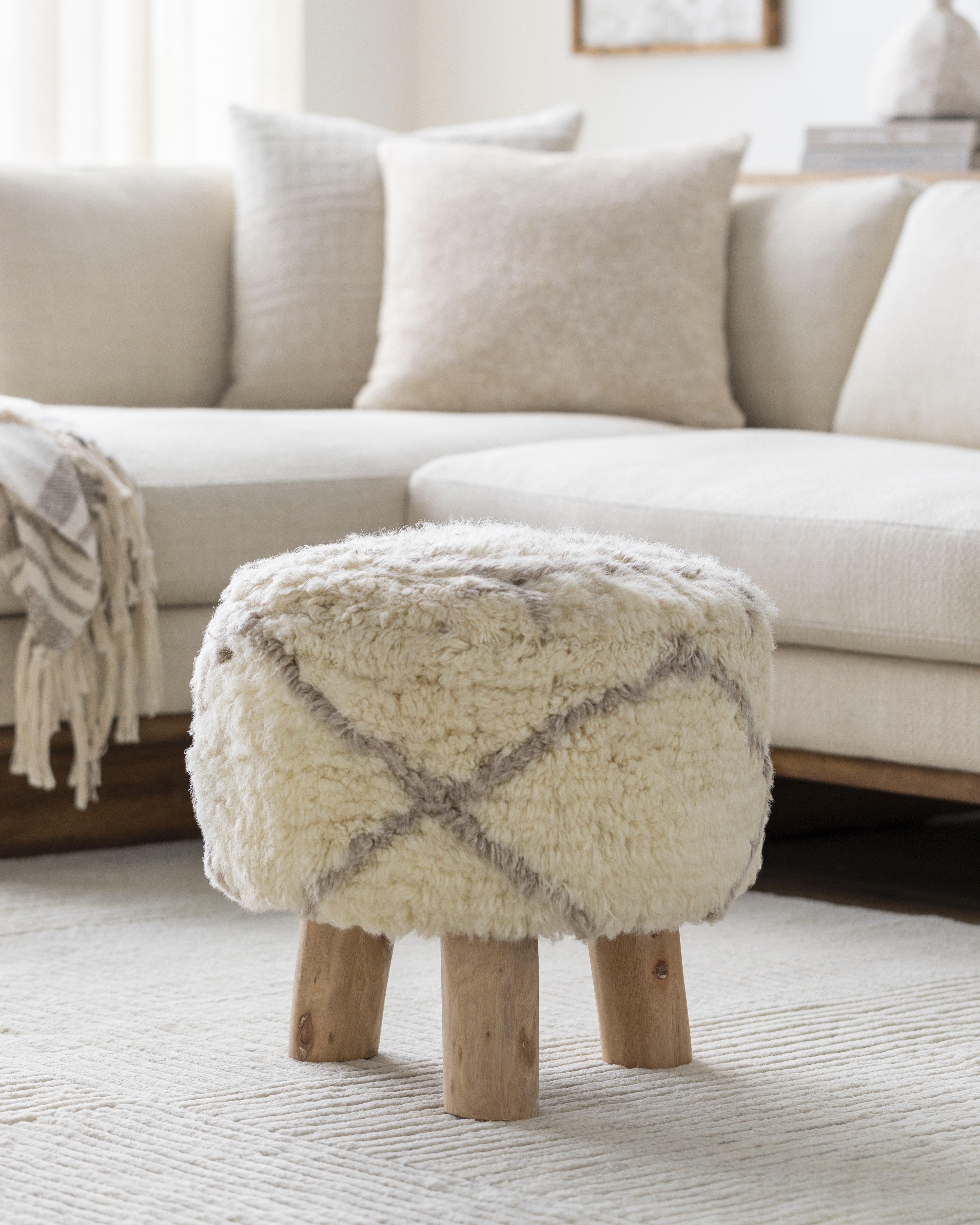 Kiarah Wool 16"H x 16"W x 16"D Ottoman - Image 1