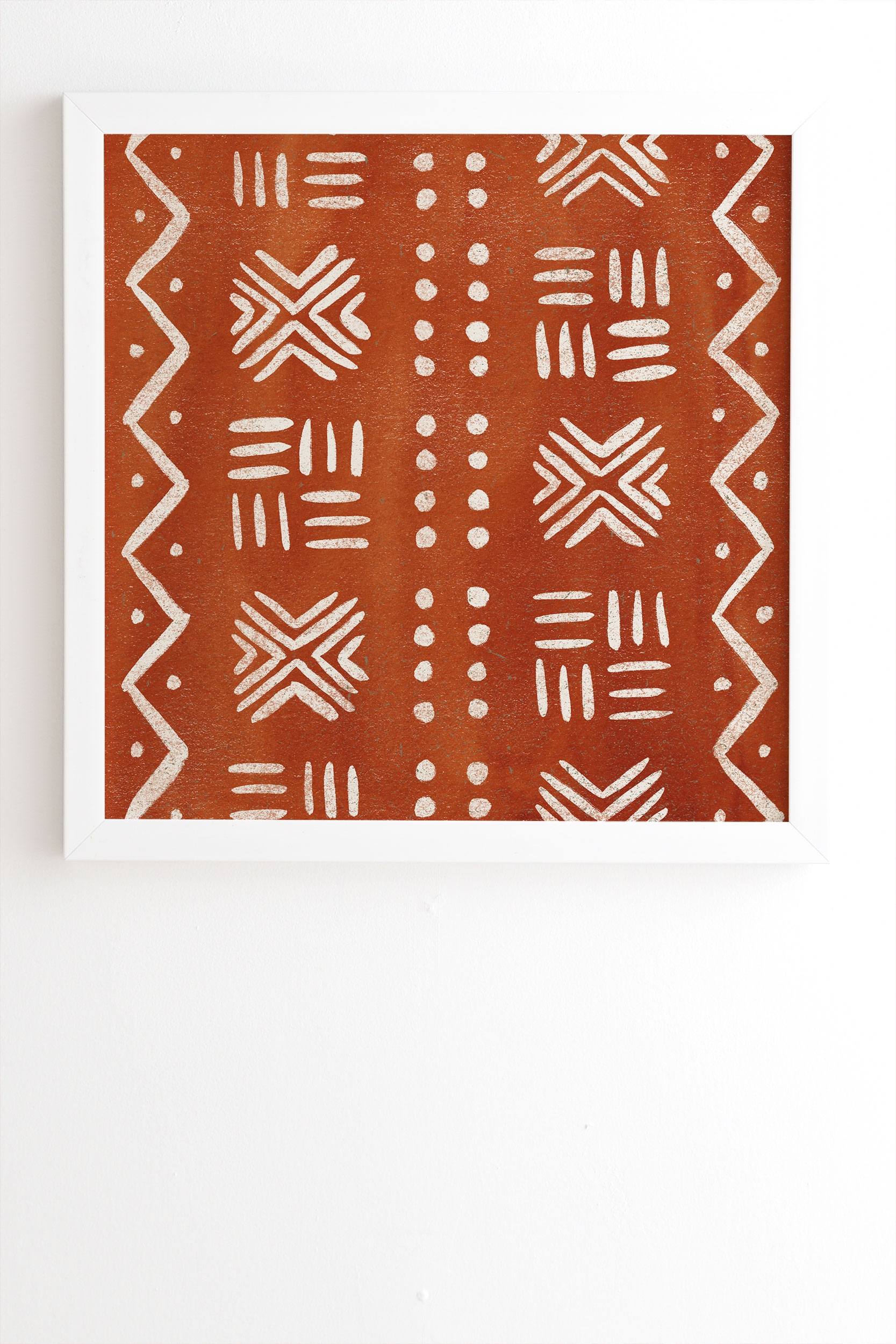 Mud Cloth Rust by Pauline Stanley - Framed Wall Art Basic White 30" x 30" - Image 0